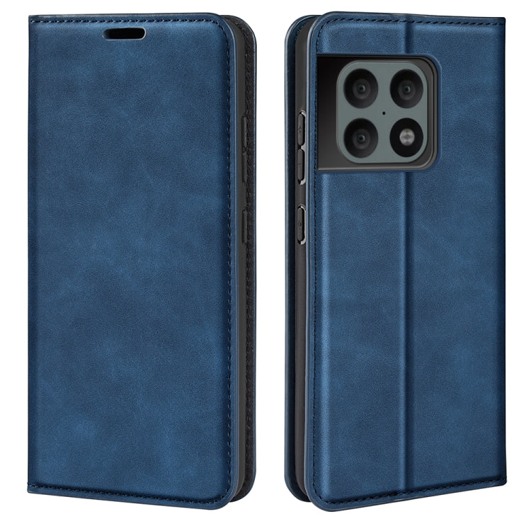 For OnePlus 10 Pro 5G Retro-skin Magnetic Suction Phone Leather Case with Holder & Card Slots & Wallet