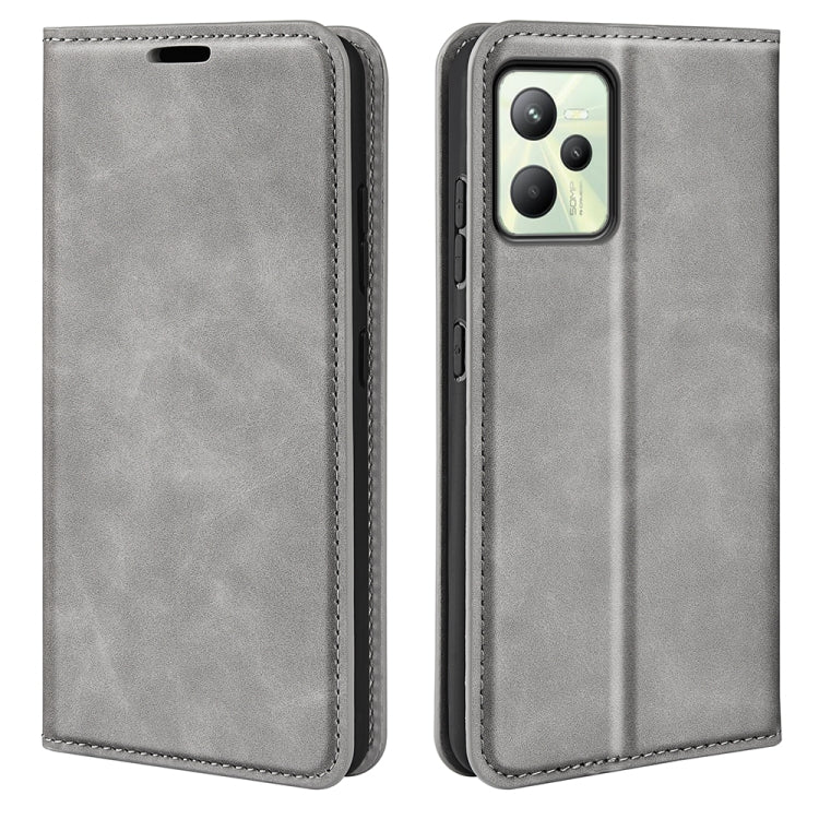 For OPPO Realme C35 Retro-skin Magnetic Suction Leather Phone Case