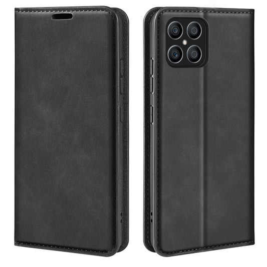 For Honor X8 Retro-skin Magnetic Suction Leather Phone Case
