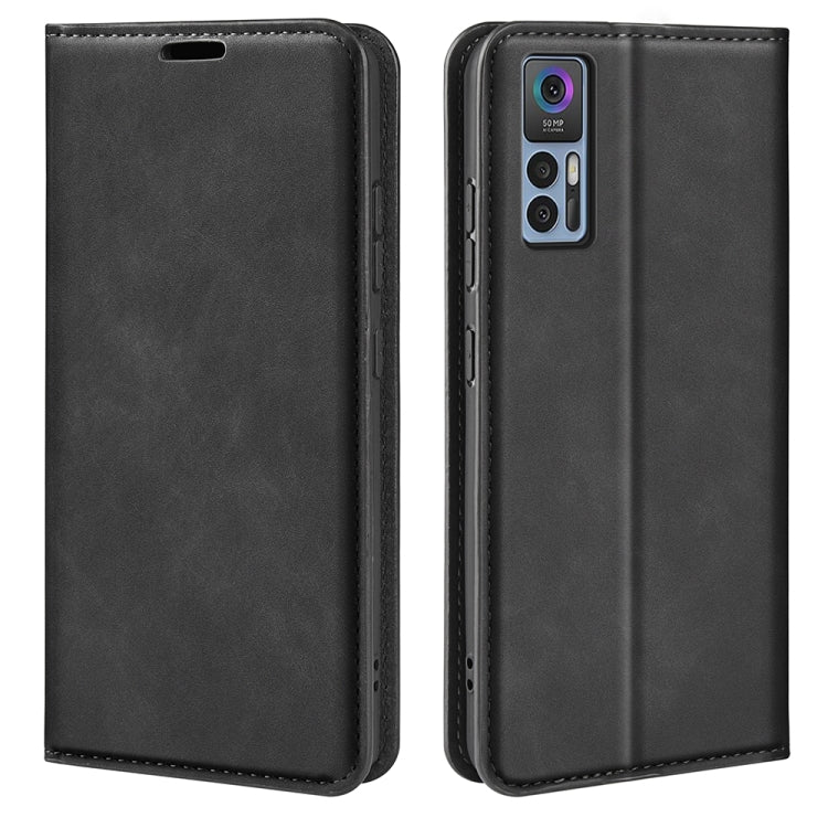 For TCL 30 5G / 30+ Retro-skin  Magnetic Suction Leather Phone Case