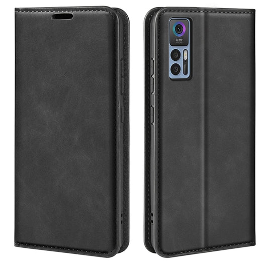 For TCL 30 5G / 30+ Retro-skin  Magnetic Suction Leather Phone Case