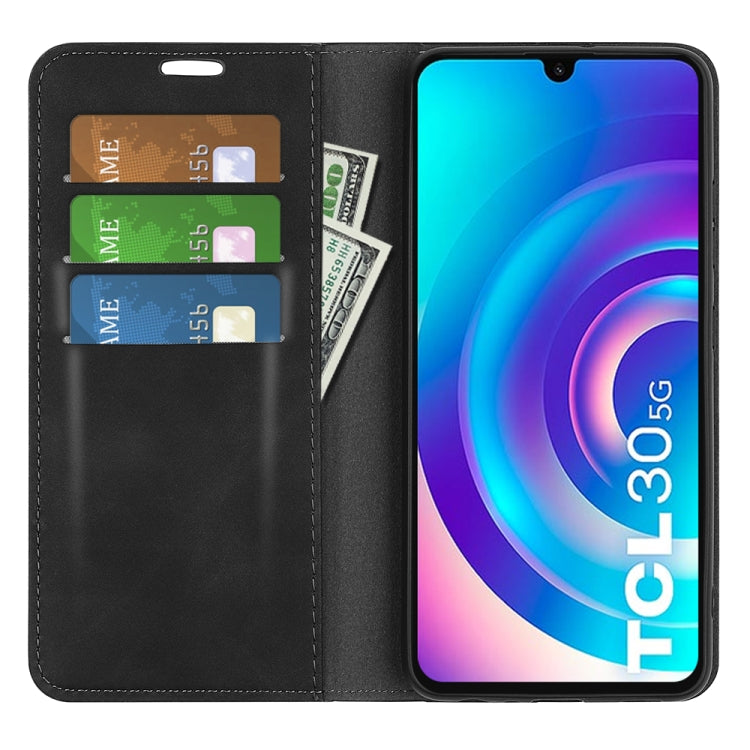 For TCL 30 5G / 30+ Retro-skin  Magnetic Suction Leather Phone Case