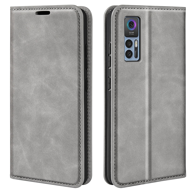 For TCL 30 5G / 30+ Retro-skin  Magnetic Suction Leather Phone Case