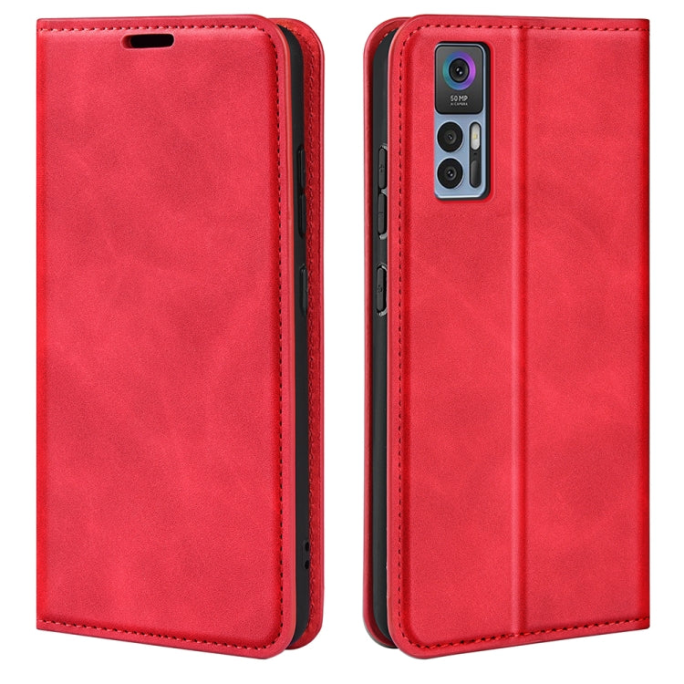 For TCL 30 5G / 30+ Retro-skin  Magnetic Suction Leather Phone Case