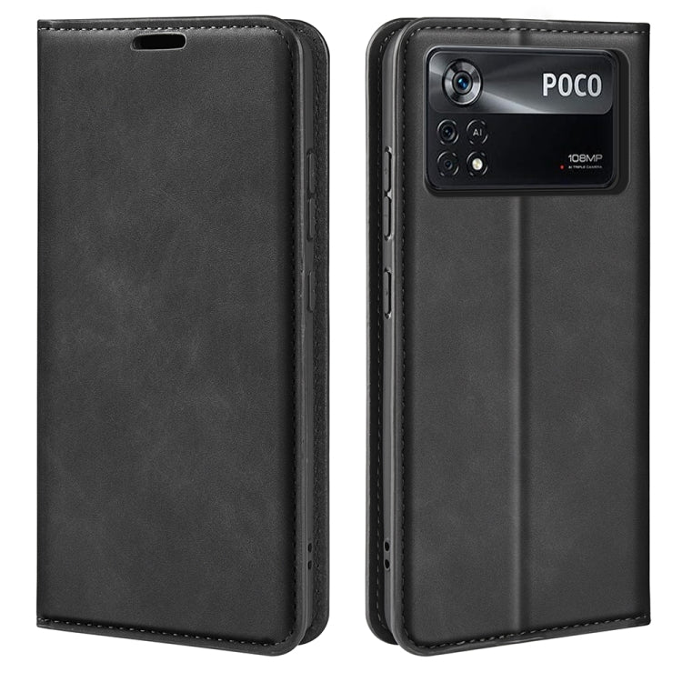 For Xiaomi Poco X4 Pro 5G Retro-skin Magnetic Suction Leather Phone Case