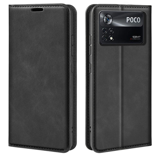 For Xiaomi Poco X4 Pro 5G Retro-skin Magnetic Suction Leather Phone Case