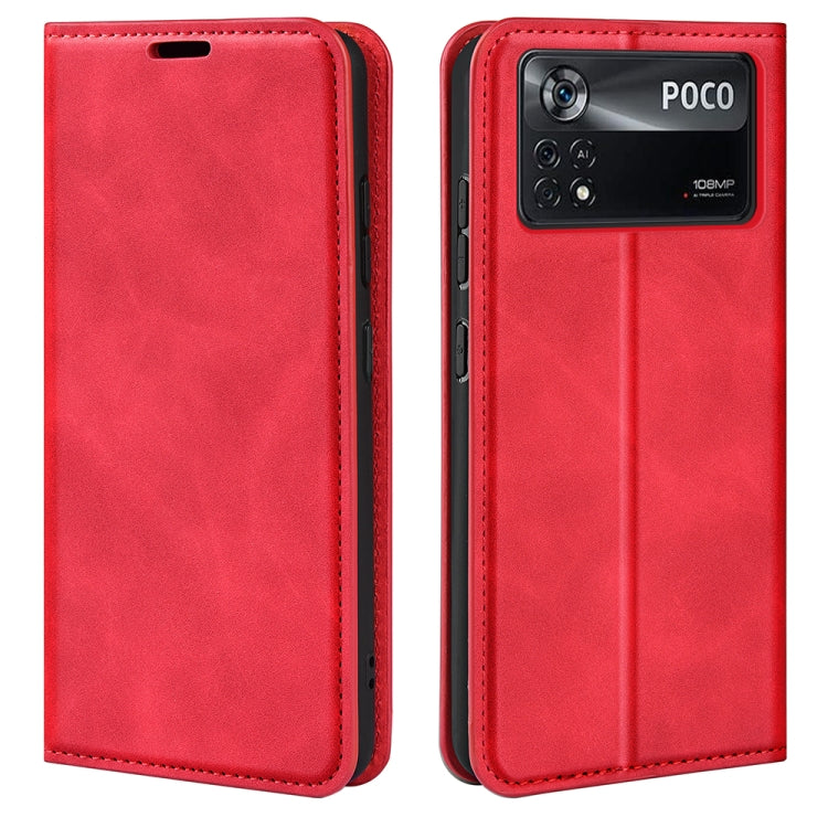 For Xiaomi Poco X4 Pro 5G Retro-skin Magnetic Suction Leather Phone Case
