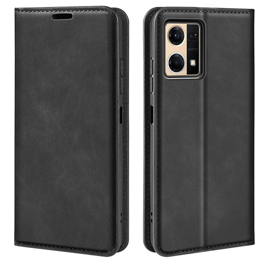 For OPPO Reno7 4G / F21 Pro 4G Retro-skin Magnetic Suction Leather Phone Case