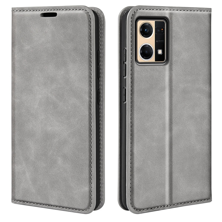 For OPPO Reno7 4G / F21 Pro 4G Retro-skin Magnetic Suction Leather Phone Case