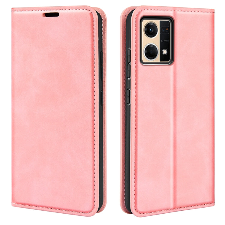 For OPPO Reno7 4G / F21 Pro 4G Retro-skin Magnetic Suction Leather Phone Case