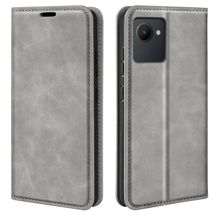 For OPPO Realme C30 4G Retro-skin Magnetic Suction Leather Phone Case