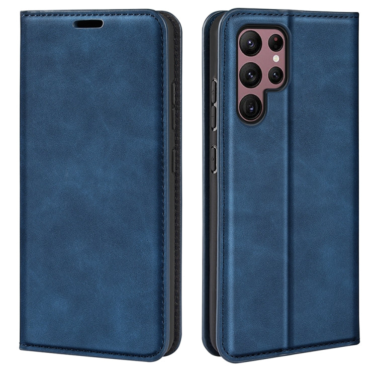 For Samsung Galaxy S23 Ultra 5G Retro-skin Magnetic Suction Leather Phone Case
