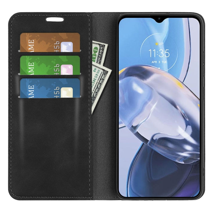 For Motorola Moto E22 / E22i Retro-skin  Magnetic Suction Leather Phone Case