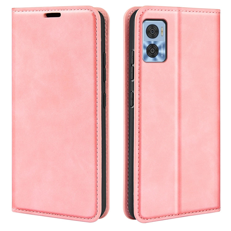 For Motorola Moto E22 / E22i Retro-skin  Magnetic Suction Leather Phone Case
