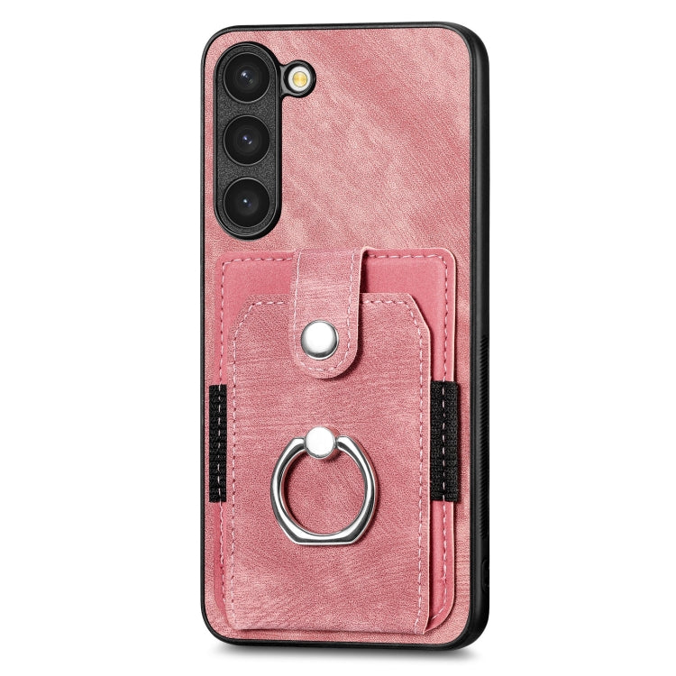 Retro Skin-feel Ring Card Wallet Phone Case, For Samsung Galaxy S23 Ultra 5G