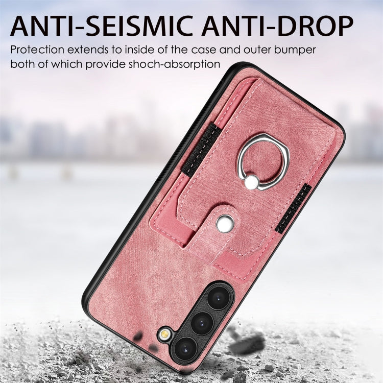Retro Skin-feel Ring Card Wallet Phone Case, For Samsung Galaxy S23 Ultra 5G