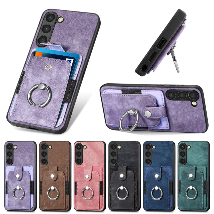 Retro Skin-feel Ring Card Wallet Phone Case, For Samsung Galaxy S20 FE