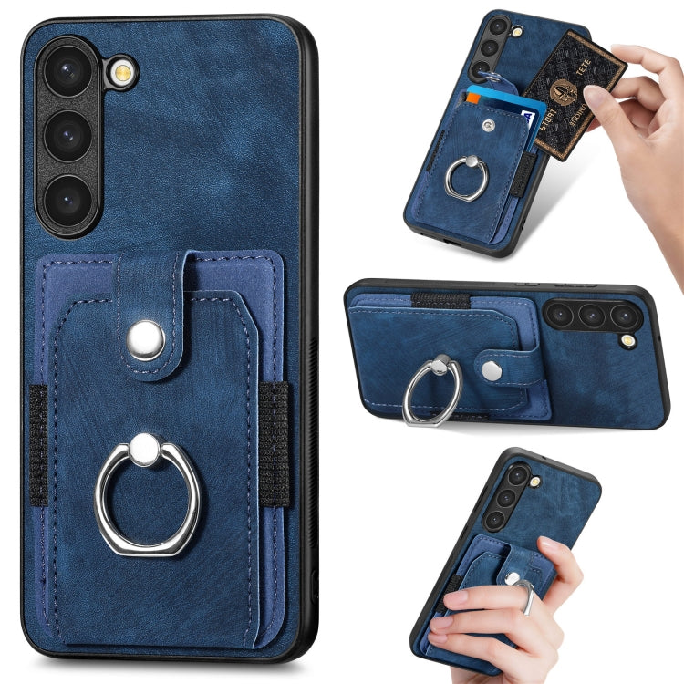 Retro Skin-feel Ring Card Wallet Phone Case, For Samsung Galaxy S21 5G