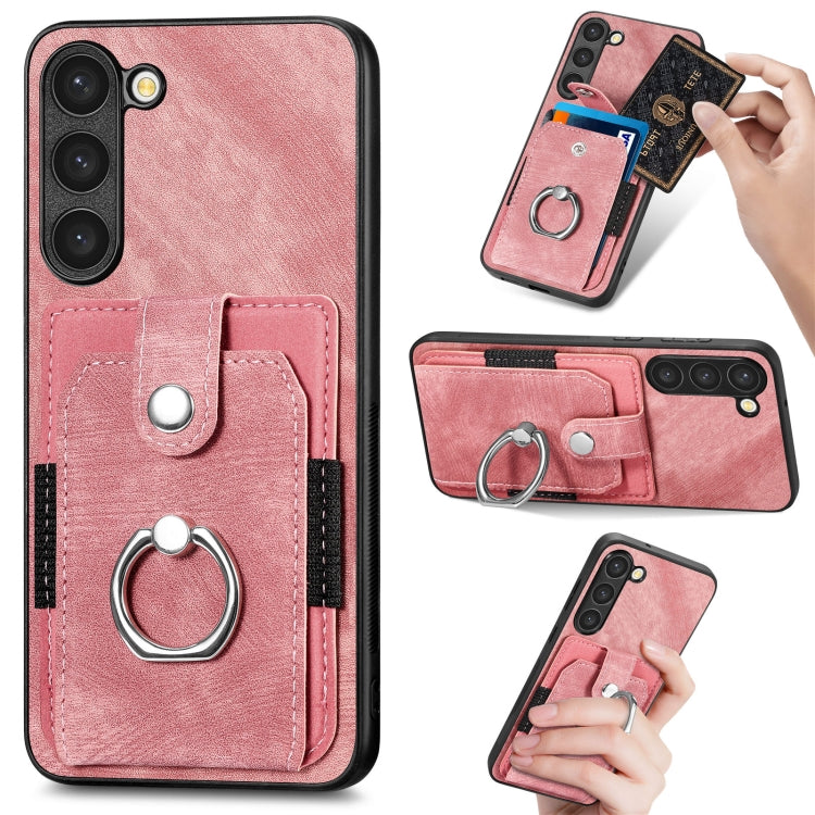 Retro Skin-feel Ring Card Wallet Phone Case, For Samsung Galaxy S21 Ultra 5G