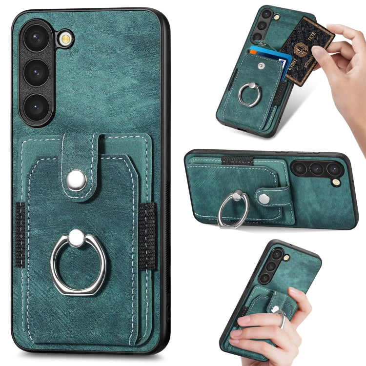 Retro Skin-feel Ring Card Wallet Phone Case, For Samsung Galaxy S22+ 5G