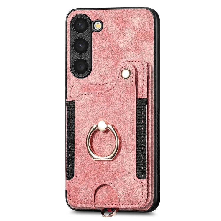 Retro Skin-feel Ring Multi-card Wallet Phone Case, For Samsung Galaxy S23+ 5G