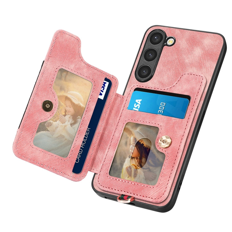 Retro Skin-feel Ring Multi-card Wallet Phone Case, For Samsung Galaxy S23+ 5G