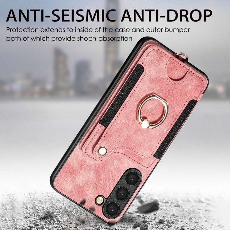 Retro Skin-feel Ring Multi-card Wallet Phone Case, For Samsung Galaxy S23+ 5G