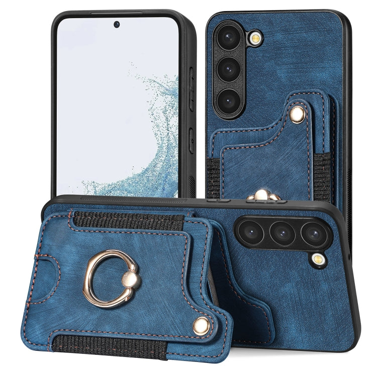 Retro Skin-feel Ring Multi-card Wallet Phone Case, For Samsung Galaxy S23+ 5G