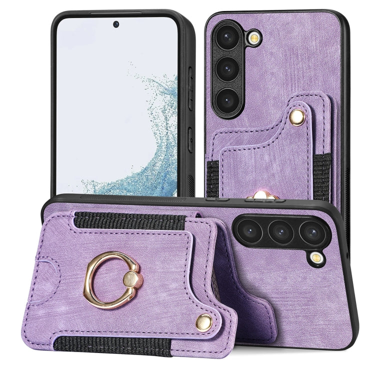 Retro Skin-feel Ring Multi-card Wallet Phone Case, For Samsung Galaxy S23+ 5G
