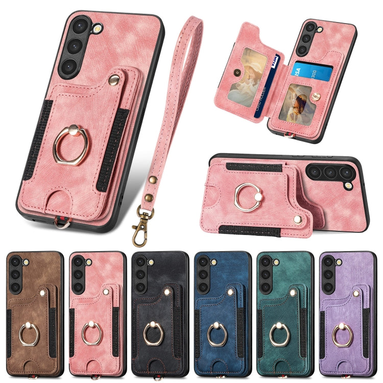 Retro Skin-feel Ring Multi-card Wallet Phone Case, For Samsung Galaxy S23+ 5G