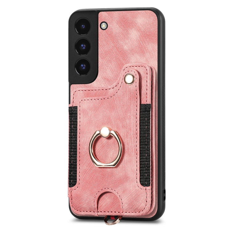 Retro Skin-feel Ring Multi-card Wallet Phone Case, For Samsung Galaxy S22+ 5G