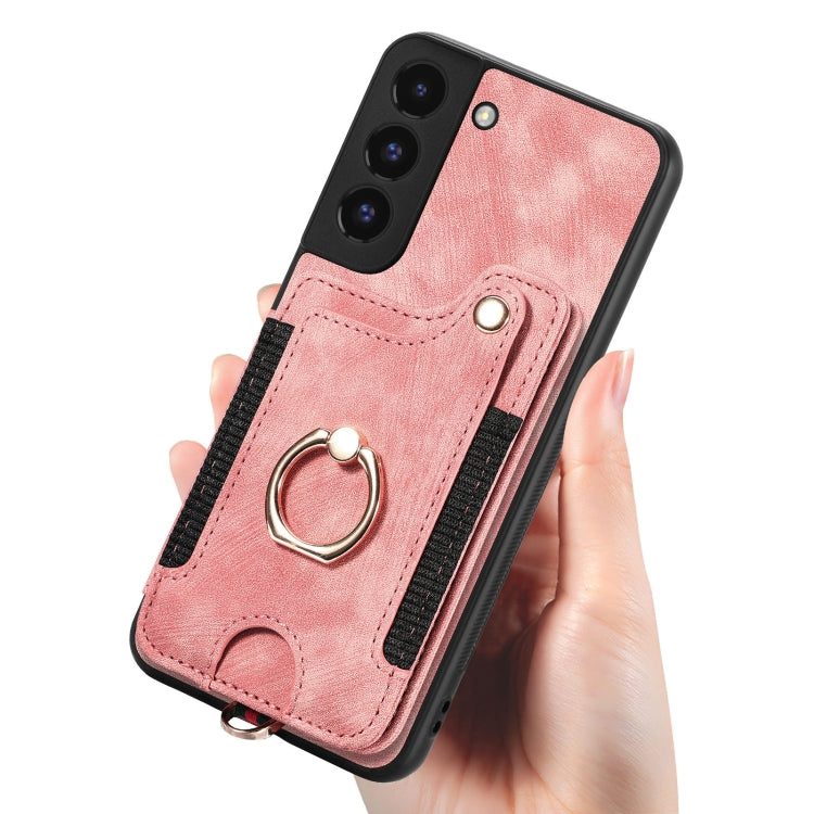 Retro Skin-feel Ring Multi-card Wallet Phone Case, For Samsung Galaxy S22+ 5G