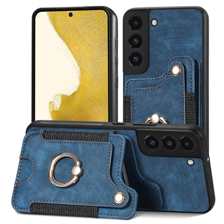 Retro Skin-feel Ring Multi-card Wallet Phone Case, For Samsung Galaxy S22+ 5G