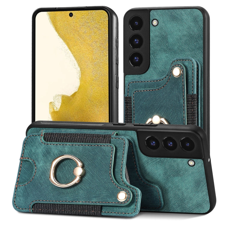 Retro Skin-feel Ring Multi-card Wallet Phone Case, For Samsung Galaxy S22+ 5G