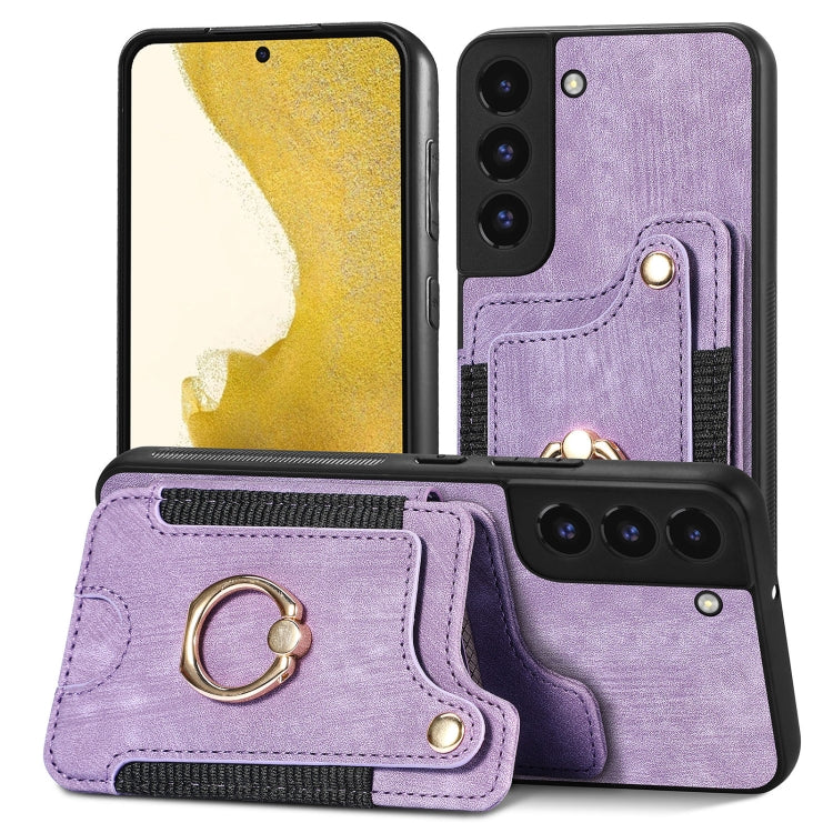 Retro Skin-feel Ring Multi-card Wallet Phone Case, For Samsung Galaxy S22+ 5G