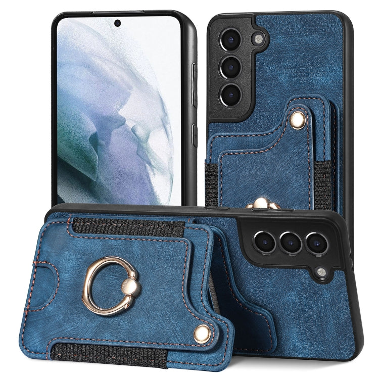 Retro Skin-feel Ring Multi-card Wallet Phone Case, For Samsung Galaxy S21 5G