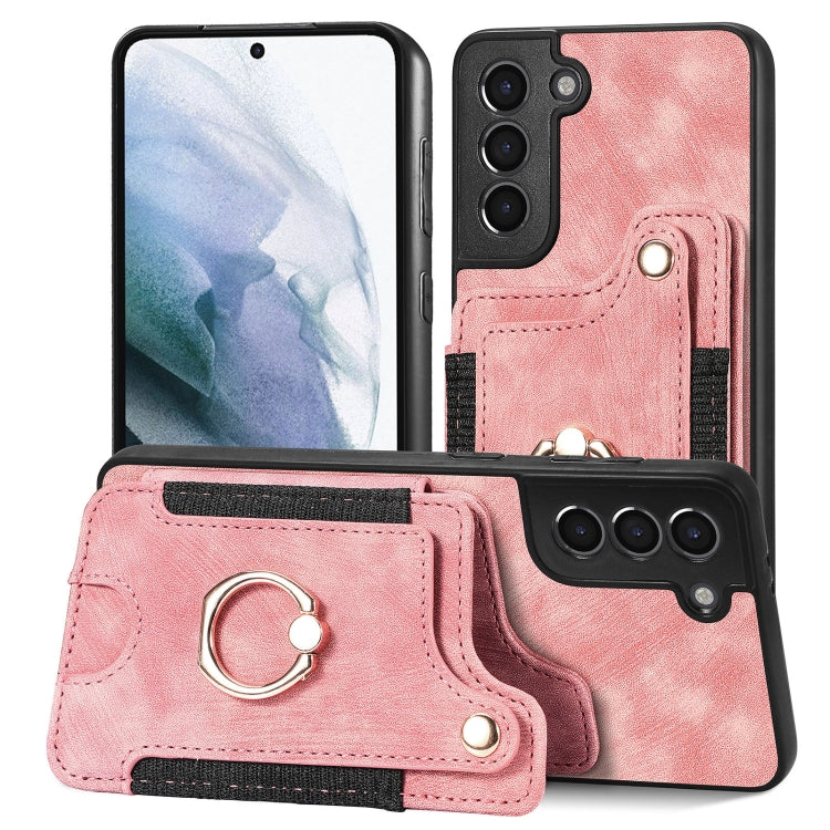 Retro Skin-feel Ring Multi-card Wallet Phone Case, For Samsung Galaxy S21+ 5G