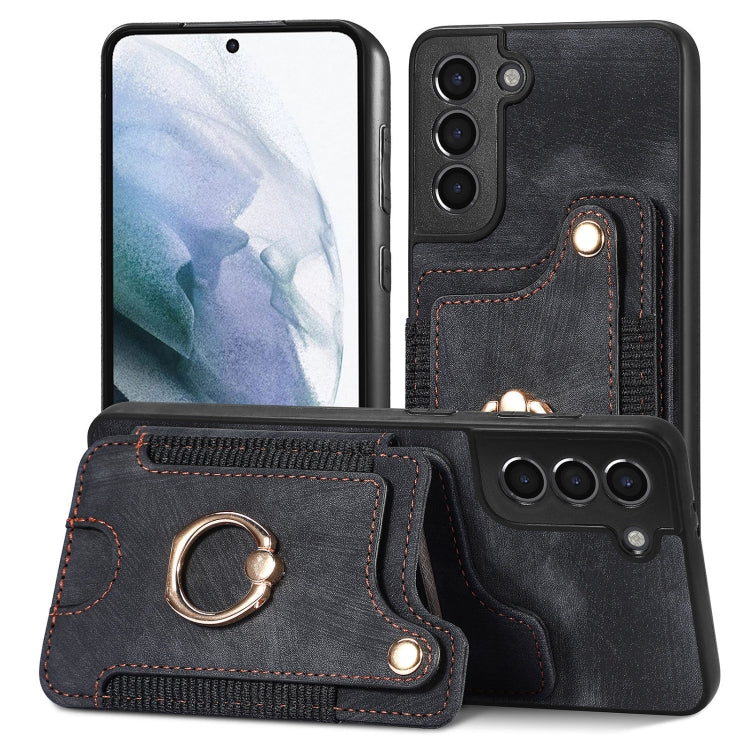 Retro Skin-feel Ring Multi-card Wallet Phone Case, For Samsung Galaxy S21+ 5G