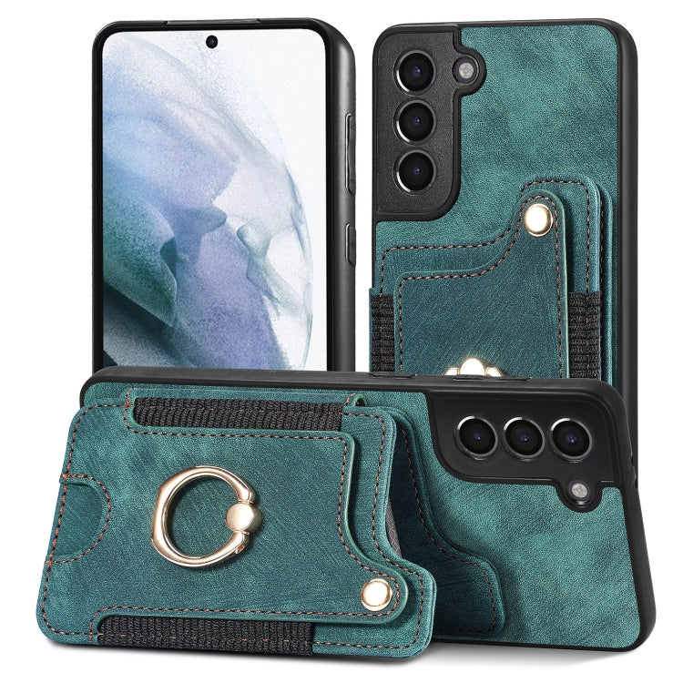 Retro Skin-feel Ring Multi-card Wallet Phone Case, For Samsung Galaxy S21+ 5G