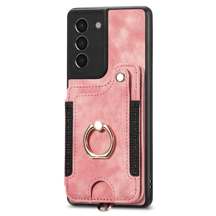 Retro Skin-feel Ring Multi-card Wallet Phone Case, For Samsung Galaxy S21 FE 5G