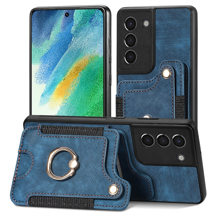Retro Skin-feel Ring Multi-card Wallet Phone Case, For Samsung Galaxy S21 FE 5G