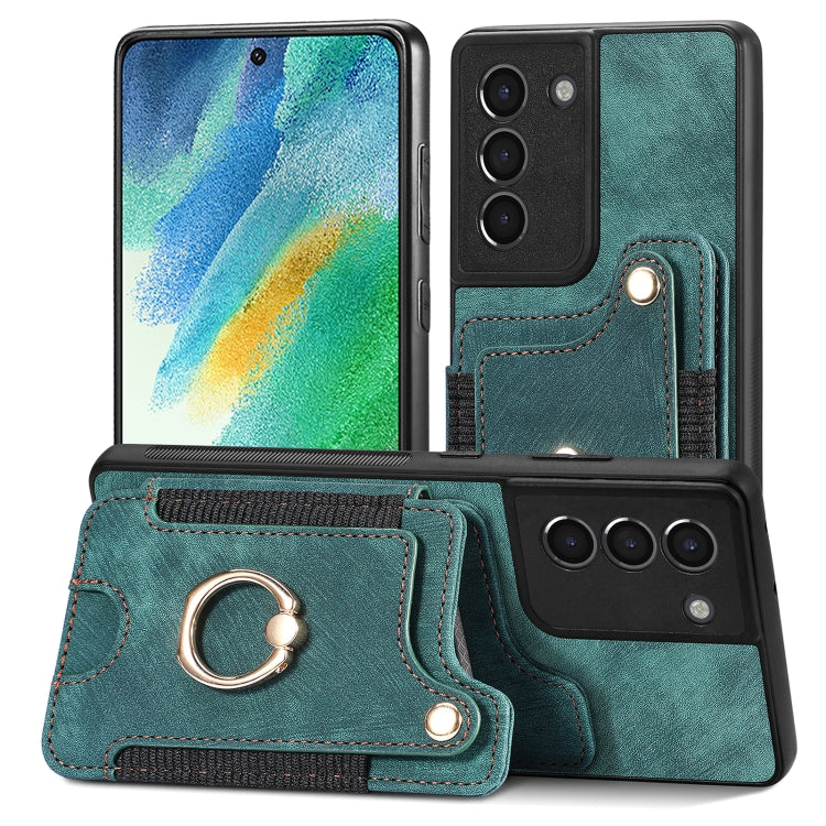 Retro Skin-feel Ring Multi-card Wallet Phone Case, For Samsung Galaxy S21 FE 5G