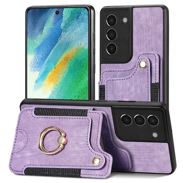 Retro Skin-feel Ring Multi-card Wallet Phone Case, For Samsung Galaxy S21 FE 5G