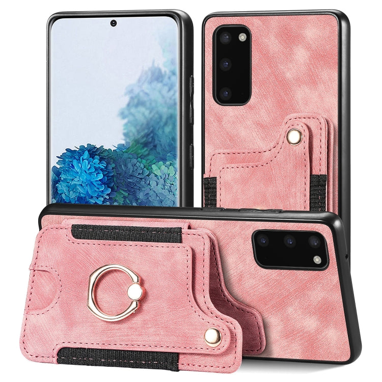 Retro Skin-feel Ring Multi-card Wallet Phone Case, For Samsung Galaxy S20