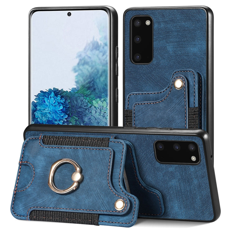 Retro Skin-feel Ring Multi-card Wallet Phone Case, For Samsung Galaxy S20