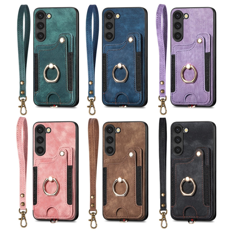 Retro Skin-feel Ring Multi-card Wallet Phone Case, For Samsung Galaxy S20