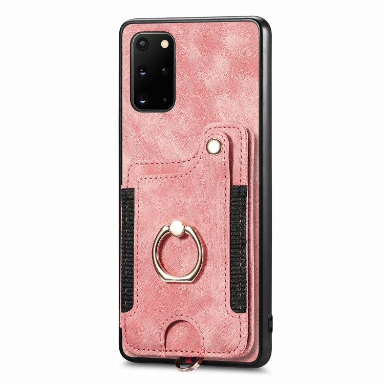 Retro Skin-feel Ring Multi-card Wallet Phone Case, For Samsung Galaxy S20+