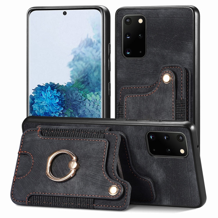 Retro Skin-feel Ring Multi-card Wallet Phone Case, For Samsung Galaxy S20+