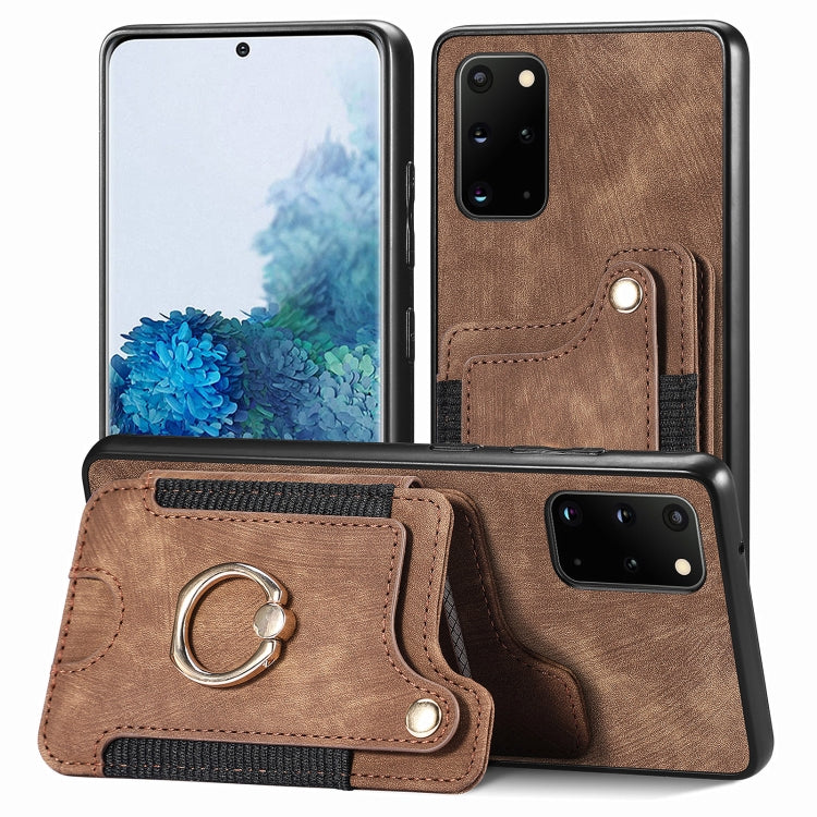 Retro Skin-feel Ring Multi-card Wallet Phone Case, For Samsung Galaxy S20+
