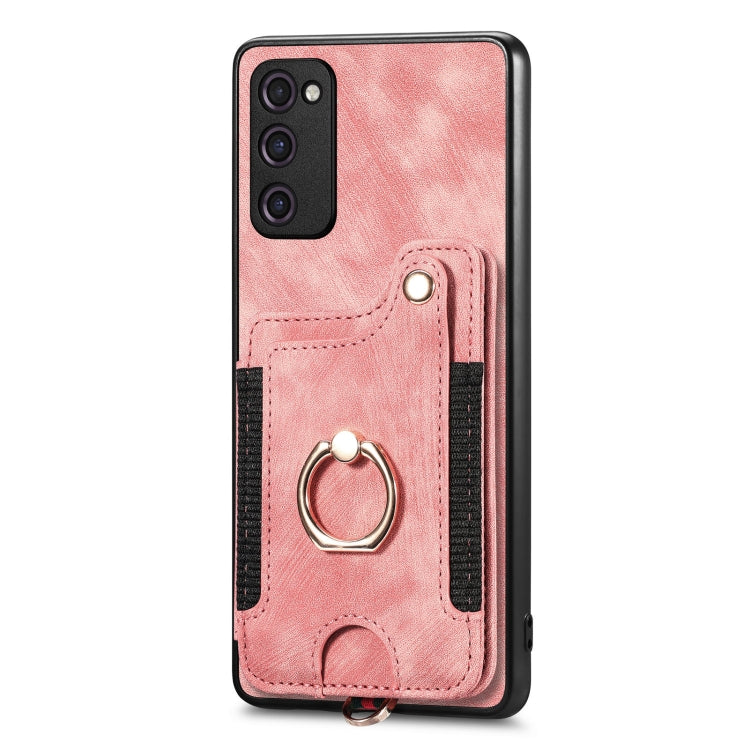 Retro Skin-feel Ring Multi-card Wallet Phone Case, For Samsung Galaxy S20 FE